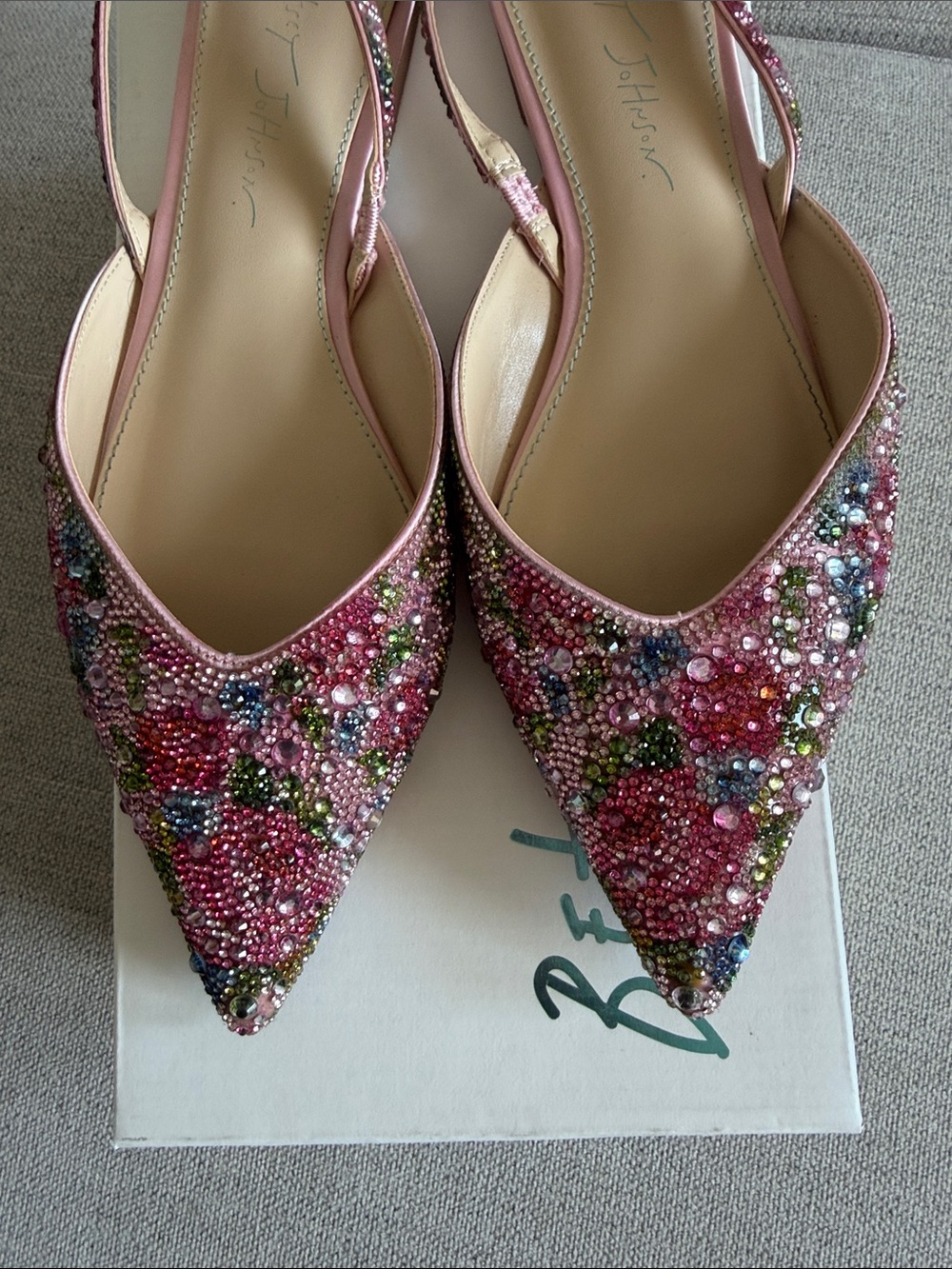 Betsey Johnson Pink Beaded Pointed-Toe Slingback Mules - Picture 2 of 10